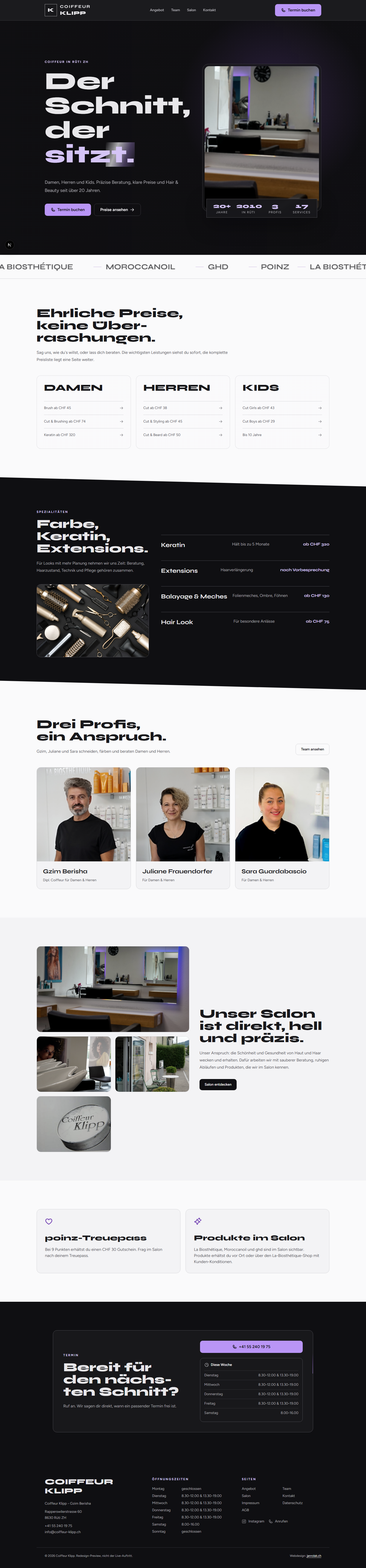 Redesign-Studie: Coiffeur Klipp, Coiffeur-Salon Rüti ZH