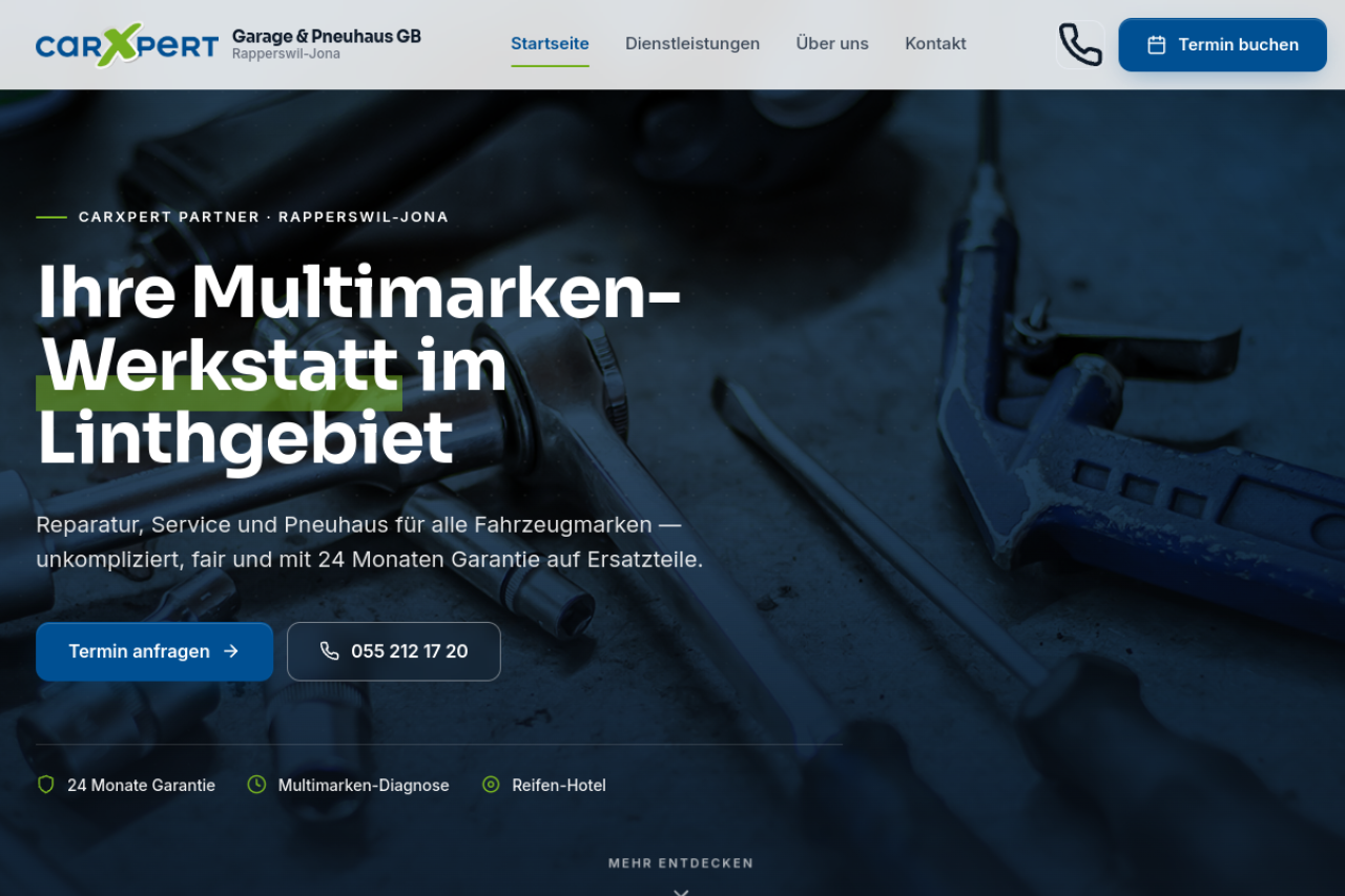 Konzept-Studie: GB Garage Goran — Werkstatt Linthgebiet