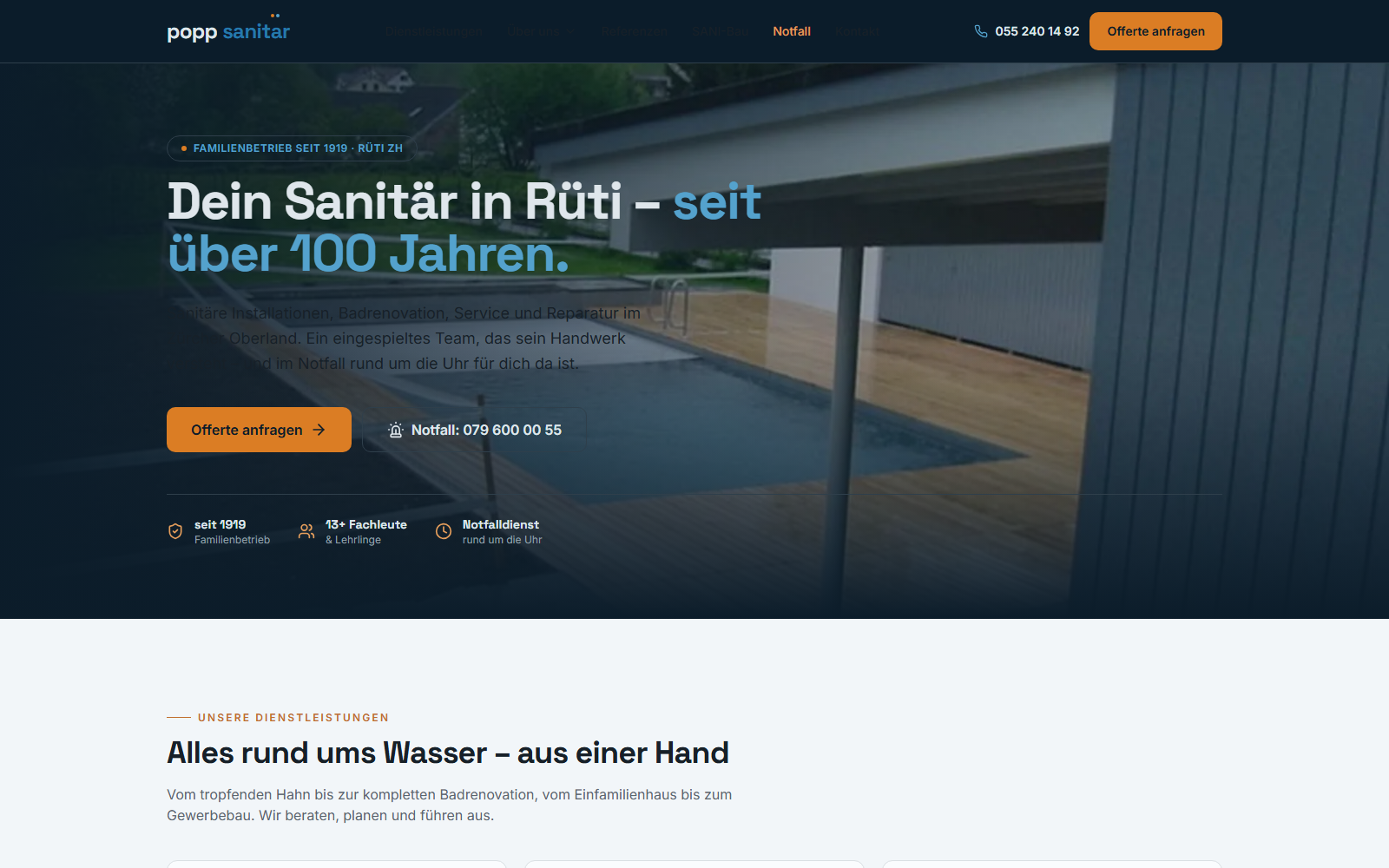 Redesign-Studie: Popp Sanitär, Haustechnik Rüti ZH