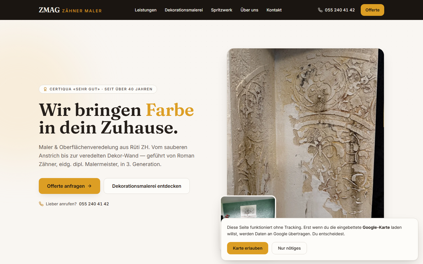 Redesign-Studie: Zähner Maler AG, Malerei Rüti ZH